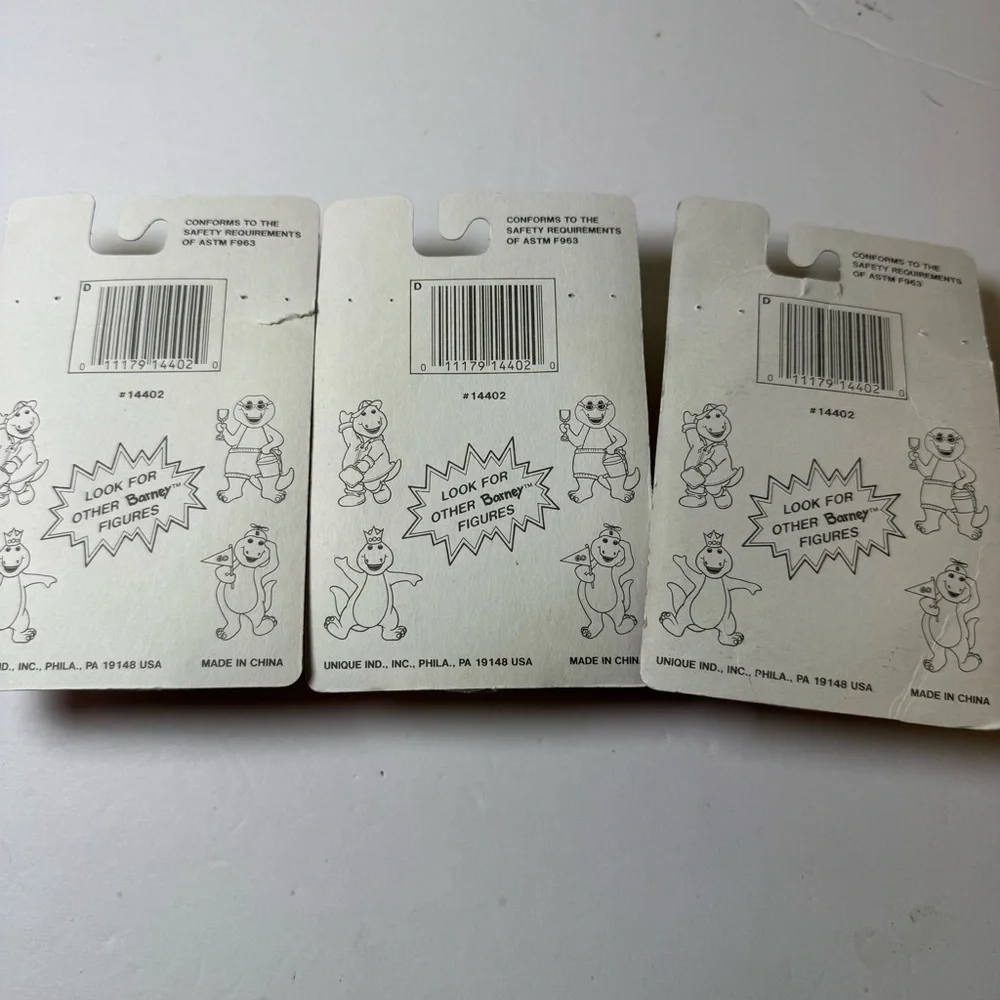Lot of 3 Vintage 1993 BARNEY Dinosaur Cake Decorator Party Favor Figure